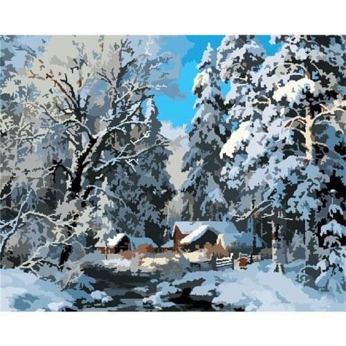 Landscape Winter DIY 11CT Cross Stitch Embroidery Kits Craft Needlework Set Cotton Thread Printed Canvas Home Decoration Sale