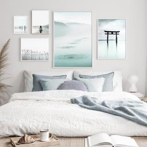 Torii Gate Landscape Art Poster Nordic Style Yoga Calm Sea Print Wall Canvas Painting Creative Picture Modern Home Decoration