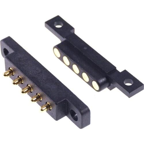Pogo Pin Spring Pin Connector 5p 2.54 Mm Male and Female Plug in Board with Screw Hole Installation