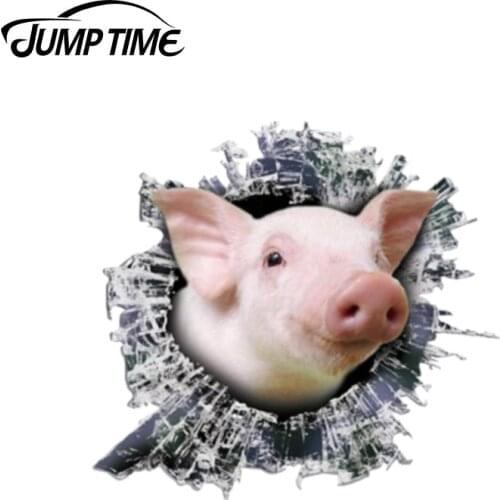 Jump Time 13cm x 12.2cm 3D Pig window sticker Glass Slag Decal Reflective Stickers Waterproof Car Styling Bird Decals