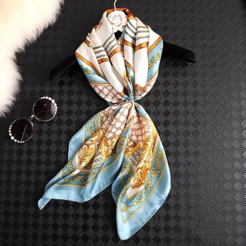 2020 luxury brand scarves 90cm Square summer soft print silk muffler women fashion gift hijab lady shawl beach Kerchief
