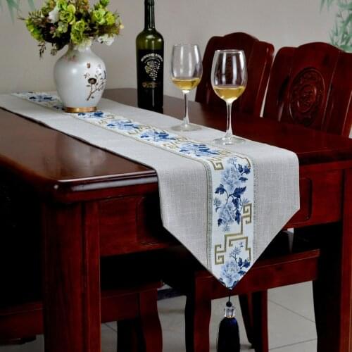 Printing Table Flag Dining Table New Chinese Zen Modern Simple Cotton Linen Cloth Tea Table Flag Tea Table TV Cabinet Tea Table