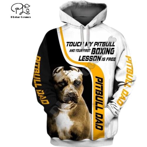 Unisex Mens Pitbull dad Dog 3d print hoodies zipper autumn long sleeve Sweatshirts women pullover tracksuit hood spring outwear