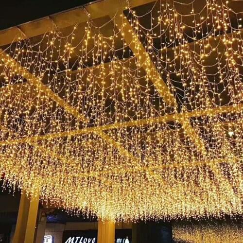 Street Garland Christmas Lights for Outdoor Waterfall Outdoor Decoration 4M - 20M Droop 0.6m Led Lights Curtain String Lights