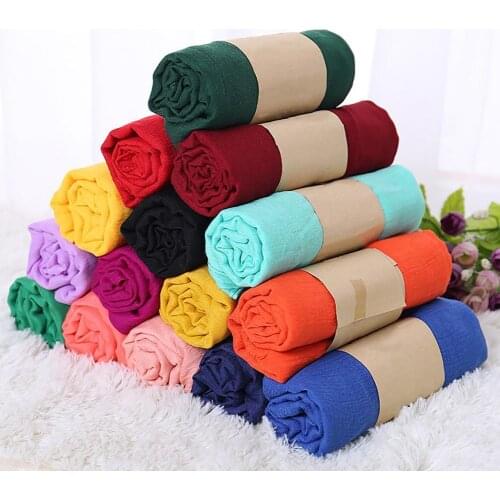 Ethnic Style All-match Solid Color Cotton Linen Women Soft Long Scarf Shawl