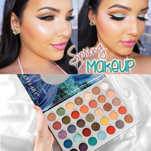 Spring Bright Eye Makeup Retro Mint Green 35 Color Eyeshadow Matte and Shimmer Make Up Palette