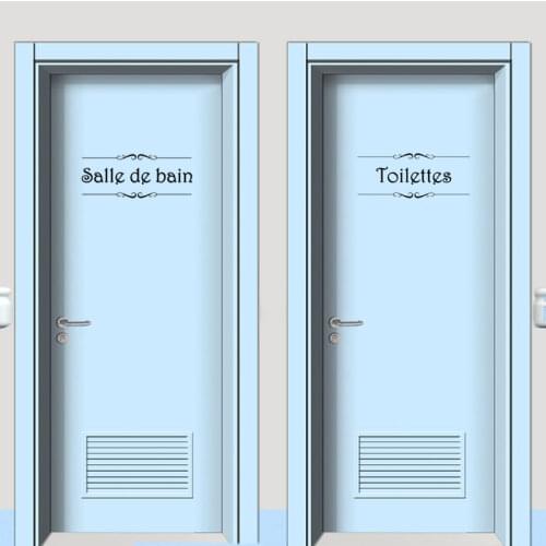 Vinyl Wall Sticker Porte Salle de bain et Toilettes Wallpaper Mural Art Decals Poster Bathroom Door Sign Home Decor House Decor