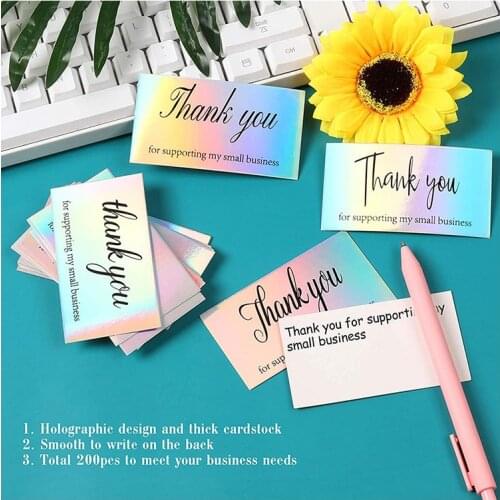Waterproof Thank You for Supporting My Small Business Cards,Thank You Floral Cards for Retail Store, Handmade Goods, Gift Shop