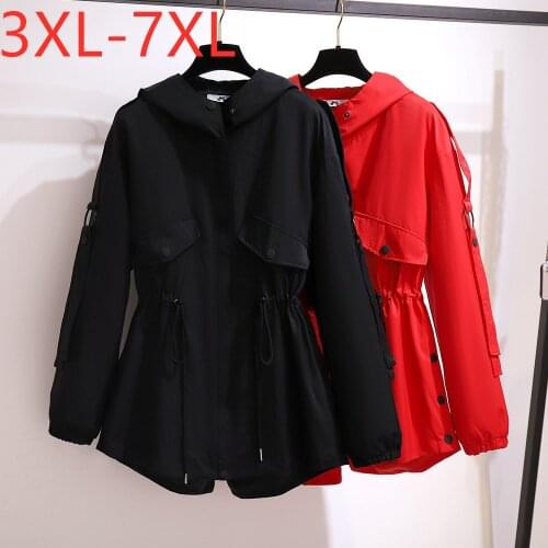 New Ladies Autumn Winter Plus Size Jacket For Women Large Long Sleeve Loose Cotton Pocket Black Belt Coat 3XL 4XL 5XL 6XL 7XL