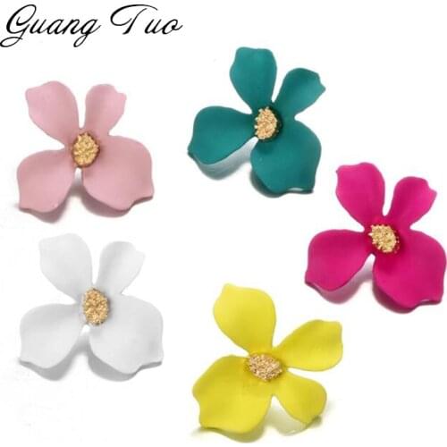 Sweet Flower Earrings For Women Fresh Four-petal Stereo Flower Stud Earrings Fashion Temperament 5 Colors Flower Earring