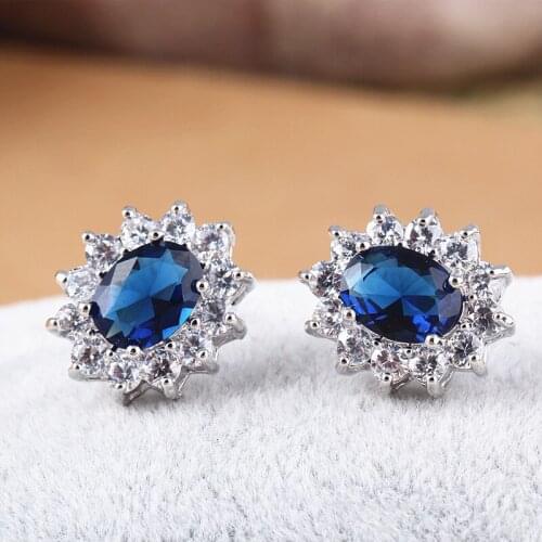 RONGQING 8Pairs/lot Luxurious Zircon Stud Earrings Micro Inlay Oval CZ Stone Stud Earrings for Women Banquet Jewelry