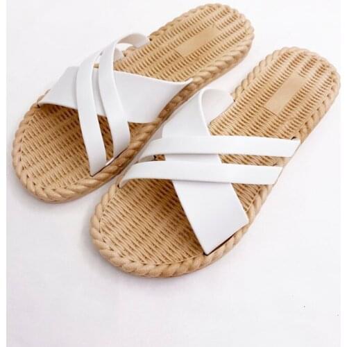 All Melody Indoor Women Shoes Leisure Green White Breathable Flats Slides Soft Sole Low Heel Wholesale Home Floor