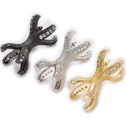 1 Piece Micro Inlays Zircon Coral Shaped Copper Beads for Jewelry Making Women Children DIY Bracelet Necklace Findings 21x10mm