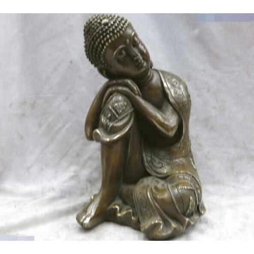 10" bronze sculpture China cooper many buddha on the thought buddha Statue Copper garden decoration Copper garden decoration