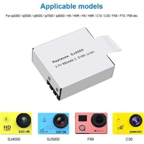 100% Original WEIHE 950mAh Battery for Sjcam M10 Sj4000 Sj5000 Sj 5000 Action Camera Sj9000 EKEN H9 H9R H3 H3R H8PRO H8R