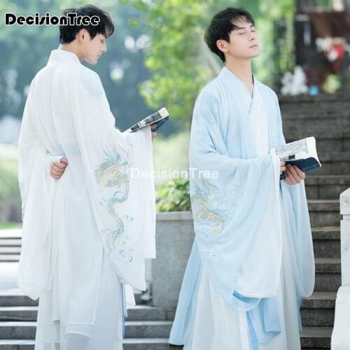 2021 couples hanfu chinese ancient tradition dress fantasia adult cosplay costume party outfit white hanfu for men&women