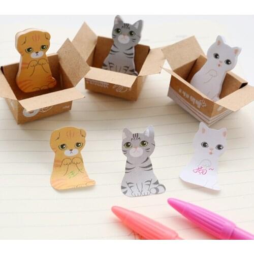 3D Kawaii Cat Dog Box Stickers Cute Cartoon Korean Stationery Sticky Notes Office School Supplies Memo Pad Scrapbooking