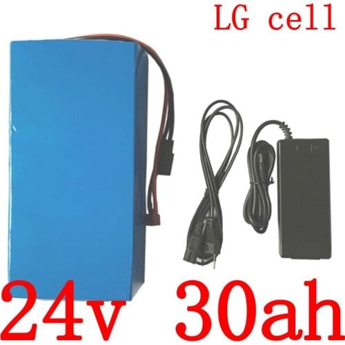 24V 30AH electric bike battery 24V 30Ah Lithium battery use LG cell with 30A BMS+ 3A charger for 24V 250W 350W 500W 700W motor