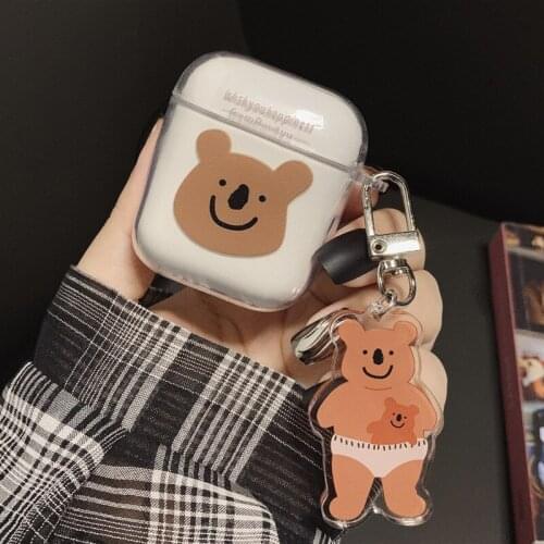 Cartoon Brown Koala Bear Cases Apple Airpods 1/2 Protective Silicone Wireless Earphone Cover For Apple Air Pods Charging Box Bag