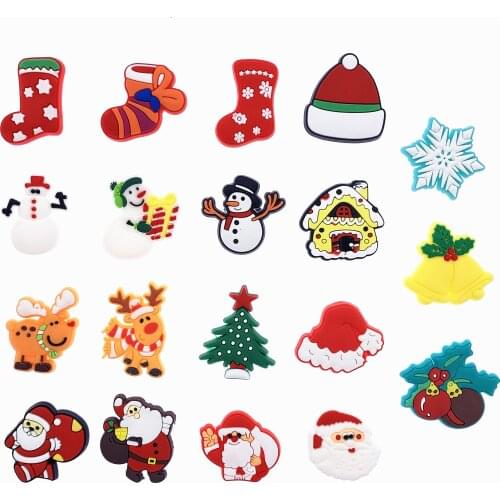 10PCS/Set Hot Selling Santa Claus Tree Hat Soft PVC Flat Back Accessories For DIY Jewelry Phone Case Scrapbook Christmas Gift