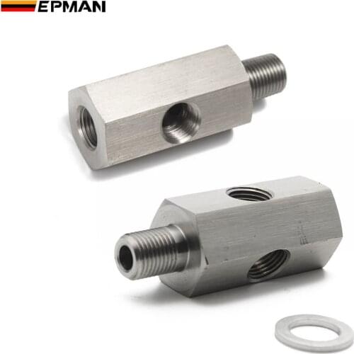 EPMAN 1/8'' NPT & 1/8" BSPT & M10 Oil Pressure Sensor Tee Adapters Turbo Supply Feed Line Gauge Stainless Steel CGQ200