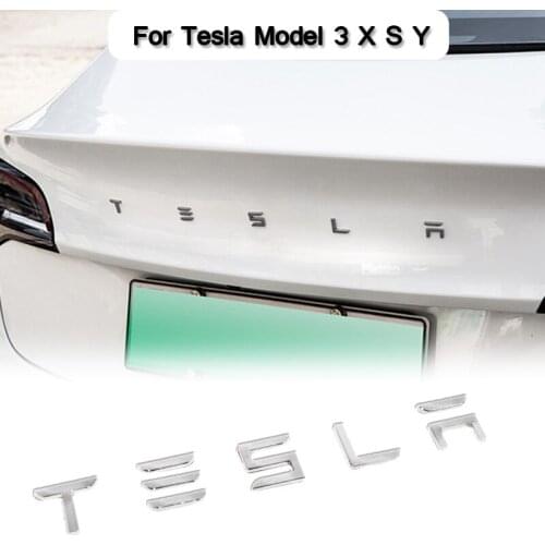 FOR TESLA Letters Emblem for Tesla Model 3 S X Y Car Styling Refitting High Performance Trunk Badge Sticker Chrome Black