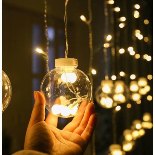 2.5M Curtain Fairy String Lights USB LED Wishing ball Lamp Christmas Garland Outdoor For Home Wedding Party Garden Window Decor