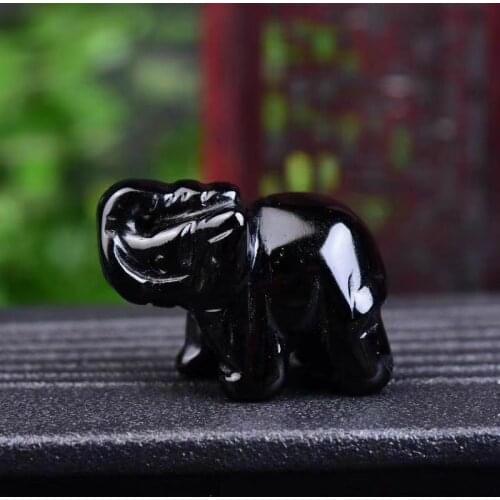 1pcs Crystal Elephant Artware Decoration Animal Pocket Stone Statue Figurine Auspicious Crystal Jade Ornament Handicraft