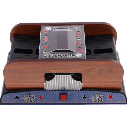 Shuffle Machine Wooden Automatic Playing Cards Automatic Mixer 2 Sets For Casino Party Board Games Poker Party Essentials