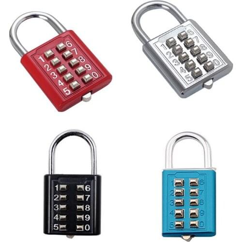 10 Digit Push Button Password Lock Chrome Plated Anti-theft Combination Padlock Push Password Locking Mechanism for Locker etc