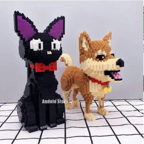 Cartoon JiJi Cat Mini Building Block Shiba Lnu Dog Brick Model Animal Pet Cat DIY Puppy Toys For Kid Birthday Gift Home Decor