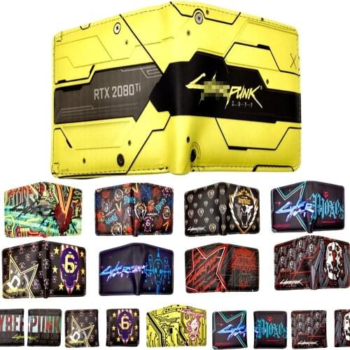 Punks 2077 Purse Adult Children Leather Bifold Short Wallets Zipper Vintage Adult Toys Purse Multifunctional Cards Wallet Gifes
