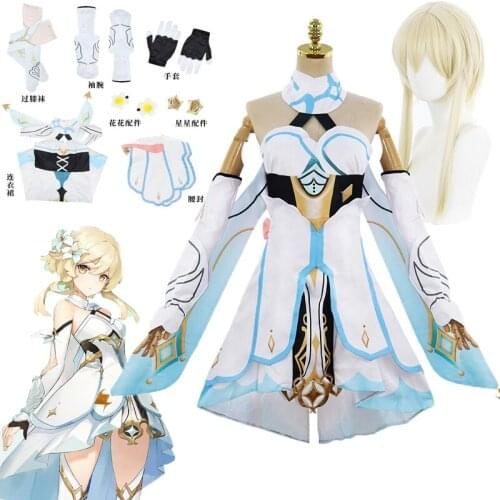 Game Genshin Impact Cosplay Lumine Costume Cosplay Halloween Party Costumes and shoes wigs Lumine Cosplay Genshin Impact dress
