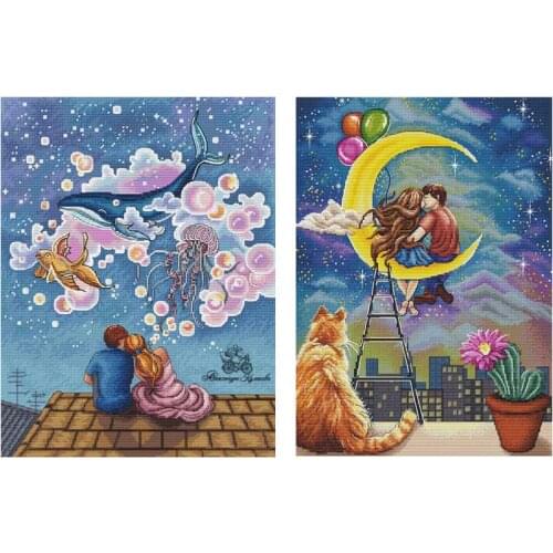 Lovers patterns counted 11CT 14CT 18CT DIY Cross Stitch Sets wholesale Cross-stitch Kits Embroidery Needlework
