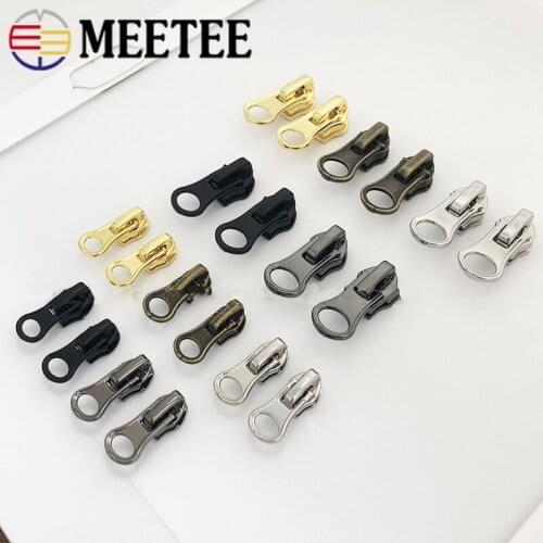Meetee 10pcs 3# 5# Zipper Sliders for Nylon Zips Clothing Zippers Repair Accessories DIY Jacket Pull Tab Automatic Zip Head Pull