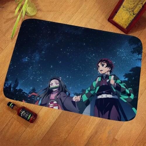 3D Kawaii Rugs Loli Anime Demon Slayer Floor Rug Doormat Square Carpet Bedroom Kitchen Living Room Child Play Non-slip Mat Gift