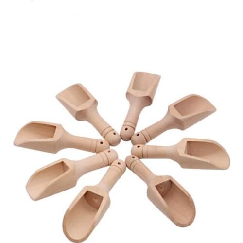 Mini Wooden Scoops Bath Salt Powder Spoon Bath Shower SPA Tool Candy Laundry Powder Spoon LX6574