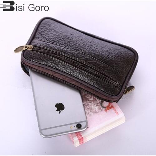 Mobile Phone Waist Pack For Unisex Testificate Bag Leather Coin Purse Strap Pocket Cellphone Bag Clutch Bag Belt Waist Pouch