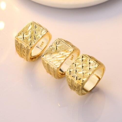 Fashion Gold Color Men Finger Ring Male Jewelry Luxury Resizeable Male Rings Frosted Open Adjustable Size Rings