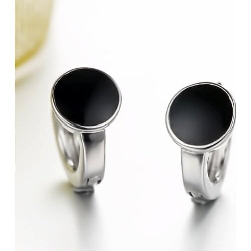 Fashion Silver Color Earrings Black Vinyl Spot Stud Earrings For Women Mosaic CZ Jewelry oorbellen pendientes brincos