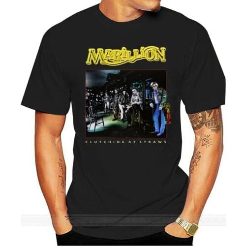 MARILLION CLUTCHING AT STRAWS BLACK T-SHIRT RARE cotton tshirt men summer fashion t-shirt euro size