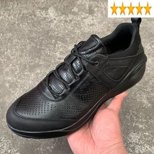 Cowhide Genuine Leather Sneakers 100% Men Breathable Outdoor Black Casual High Quality Lace Up Work Safety Flat Shoes