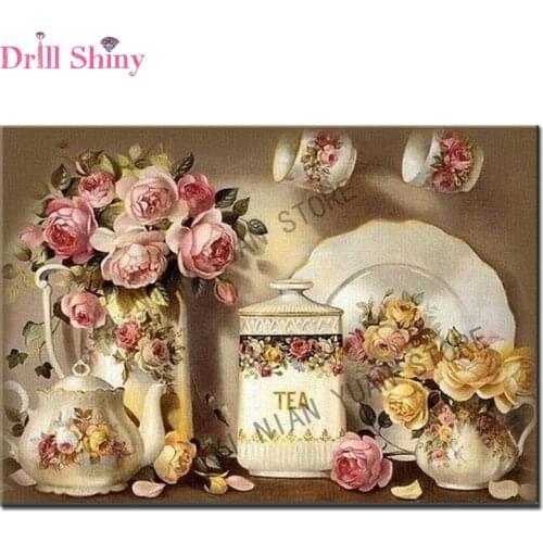 Kitchen Flower Diamond Embroidery 3d Diy Diamond Painting Kits for Square Full Drill Rhinestone Embroidered Mosaic Needlework