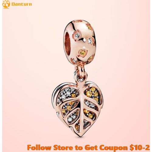 2020 New 925 Sterling Silver Beads Sparkling Leaves Dangle Charms fit Original Pandora Bracelets Women DIY Jewelry