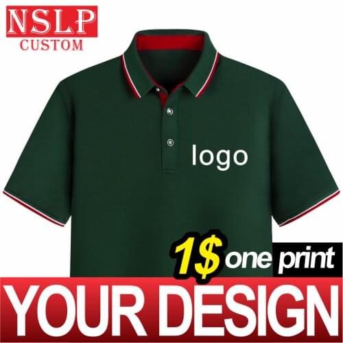 NSLP Mens Short Sleeve POLO Shirt Lapel Fashion Spring Summer Short Sleeve Custom Embroidery Printing DIY Your Personalized Top