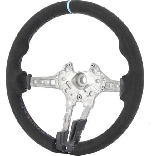 Steering wheel Car Horns Upgrade for M Performance Full Suede Steering Wheel Blue Stripe Fit for F20 F22 F30 F32 M2 M3 Car