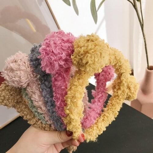 Cartoon Bear Hairband 2020 Korean Style Unisex Pure Color Plush Lovely Autumn Winter Leisure Home All-Match Hair Accessories