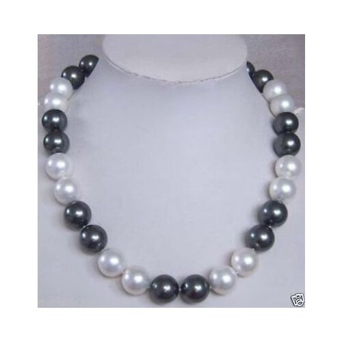 Very surprising 20" 10-11mm south sea white+black pearl necklace