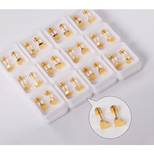 12 Pairs Stainless Steel Mixed Color Heart Shape Earrings Sets 2021 New Arrivals Mixed Size Screw Back Wholesale Earrings