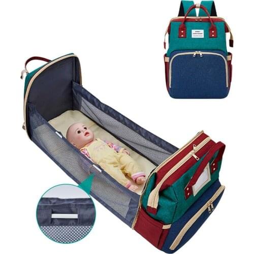 Portable Foldable Baby Crib Mummy Bag Multifunctional Large Capacity Oxford Maternal And Infant Bag Insulation Backpack